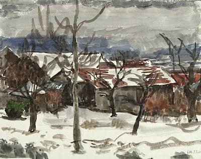 Germaine Hainard-Roten - Le pavillon sous la neige - Copyright Fondation Hainard