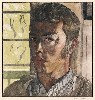 Robert Hainard, Self-portrait,<br /> Confignon, April 8, 1936, woodcut - Copyright Hainard Foundation