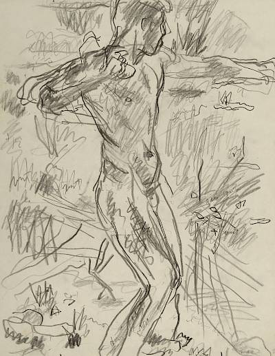 Robert Hainard - Le lanceur de cailloux (croquis) - Copyright Fondation Hainard