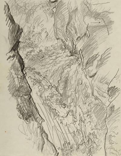 Robert Hainard - Gorges du Gorner (croquis) - Copyright Fondation Hainard
