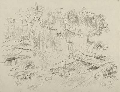 Robert Hainard - File de chamois au pied d'une paroi (croquis) - Copyright Fondation Hainard