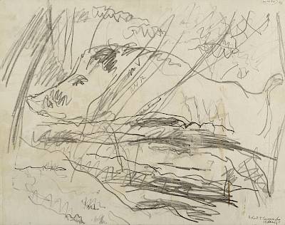 Robert Hainard - Le solitaire flairant (croquis) - Copyright Fondation Hainard