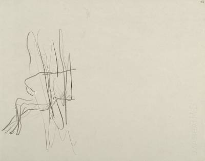 Robert Hainard - Cerf poursuivant une biche (croquis) - Copyright Fondation Hainard