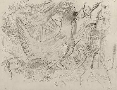 Robert Hainard - Grand coq et poule II (croquis) - Copyright Fondation Hainard