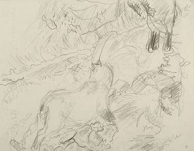 Robert Hainard - Combat de bouquetins II (croquis) - Copyright Fondation Hainard
