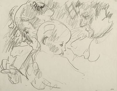 Robert Hainard - La famille (croquis) - Copyright Fondation Hainard