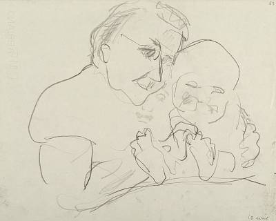 Robert Hainard - Grand-mère et petit-fils (croquis) - Copyright Fondation Hainard