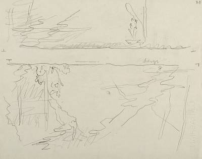 Robert Hainard - Blongios en pêche (croquis) - Copyright Fondation Hainard