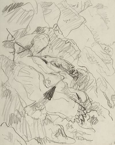 Robert Hainard - Couple de grimpereaux des rochers (croquis) - Copyright Fondation Hainard