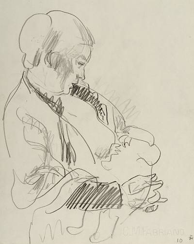 Robert Hainard - Maternité au châle (croquis) - Copyright Fondation Hainard