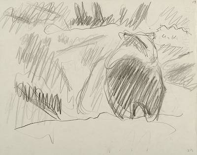 Robert Hainard - Blaireau dans l'obscurité (croquis) - Copyright Fondation Hainard
