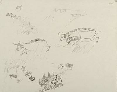 Robert Hainard - Poursuite de chamois (croquis) - Copyright Fondation Hainard