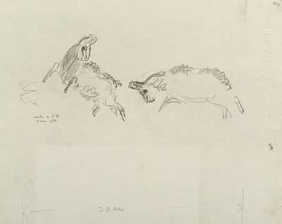 Robert Hainard - Défis de chamois (croquis) - Copyright Fondation Hainard