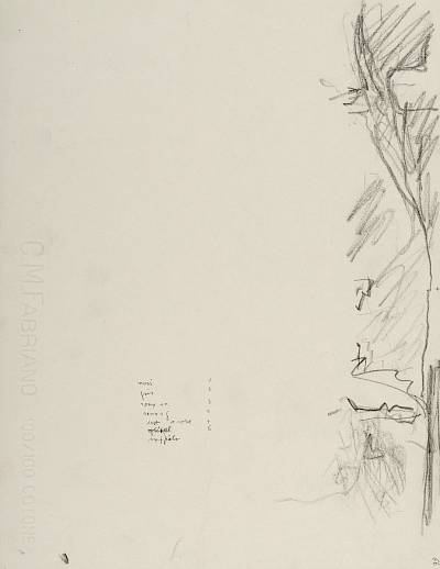 Robert Hainard - La renarde pleine hésite à sortir (croquis) - Copyright Fondation Hainard