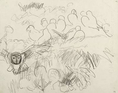 Robert Hainard - Macareux et angélique (croquis) - Copyright Fondation Hainard