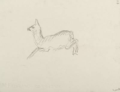 Robert Hainard - Chevrette, neige fraîche et brouillard (croquis) - Copyright Fondation Hainard