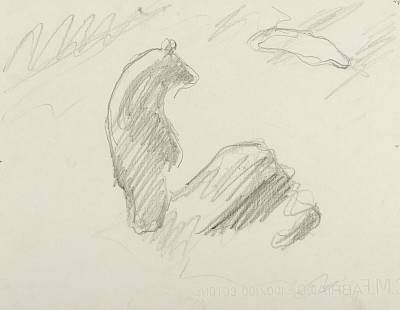 Robert Hainard - Ours et renard (croquis) - Copyright Fondation Hainard