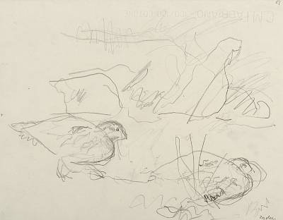 Robert Hainard - Perdrix grises au soir (croquis) - Copyright Fondation Hainard