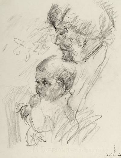 Robert Hainard - Grand-mère et petite-fille (croquis) - Copyright Fondation Hainard