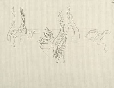 Robert Hainard - Grues trompettant (croquis) - Copyright Fondation Hainard