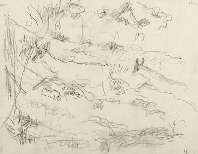 Robert Hainard - Chamois, chèvre et cabri (croquis) - Copyright Fondation Hainard