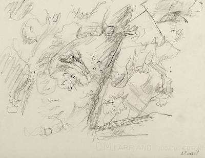 Robert Hainard - Pic vert sortant ses copeaux (croquis) - Copyright Fondation Hainard