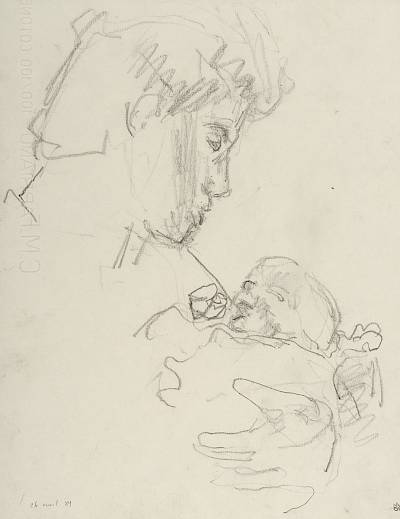 Robert Hainard - Paternité 2 (croquis) - Copyright Fondation Hainard