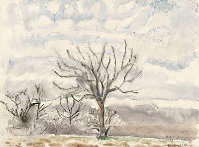 Robert Hainard - Verger devant le Jura - Copyright Fondation Hainard