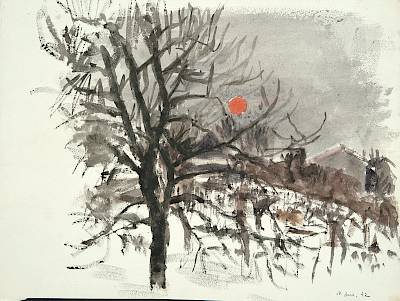 Robert Hainard - Soleil rouge sur Bernex - Copyright Fondation Hainard