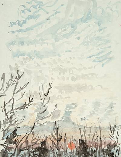 Robert Hainard - Coucher de soleil sur la Versoix - Copyright Fondation Hainard