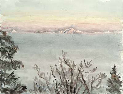 Robert Hainard - Mont-Blanc et mer de brouillard - Copyright Fondation Hainard