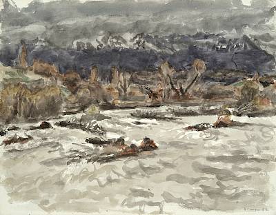 Robert Hainard - L'Allondon en crue - Copyright Fondation Hainard