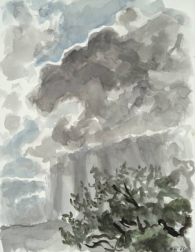 Robert Hainard - Le Jura avec un gros nuage - Copyright Fondation Hainard
