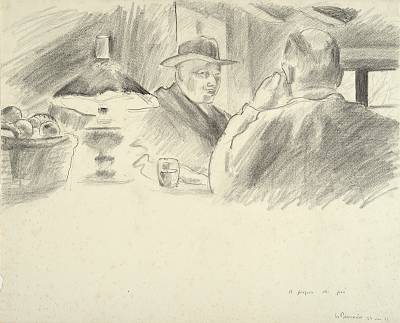 Robert Hainard - Les Pommeraies, de dos Philippe H. avec le Maire d'Archamps - Copyright Fondation Hainard